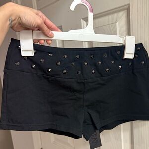 Iconic Black studded booty mini Shorts low rise dollskill widow